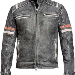 Genuine Black Leather Jacket Men – Cafe Racer Vintage Real Lambskin Lightweight Motorcycle Jacket